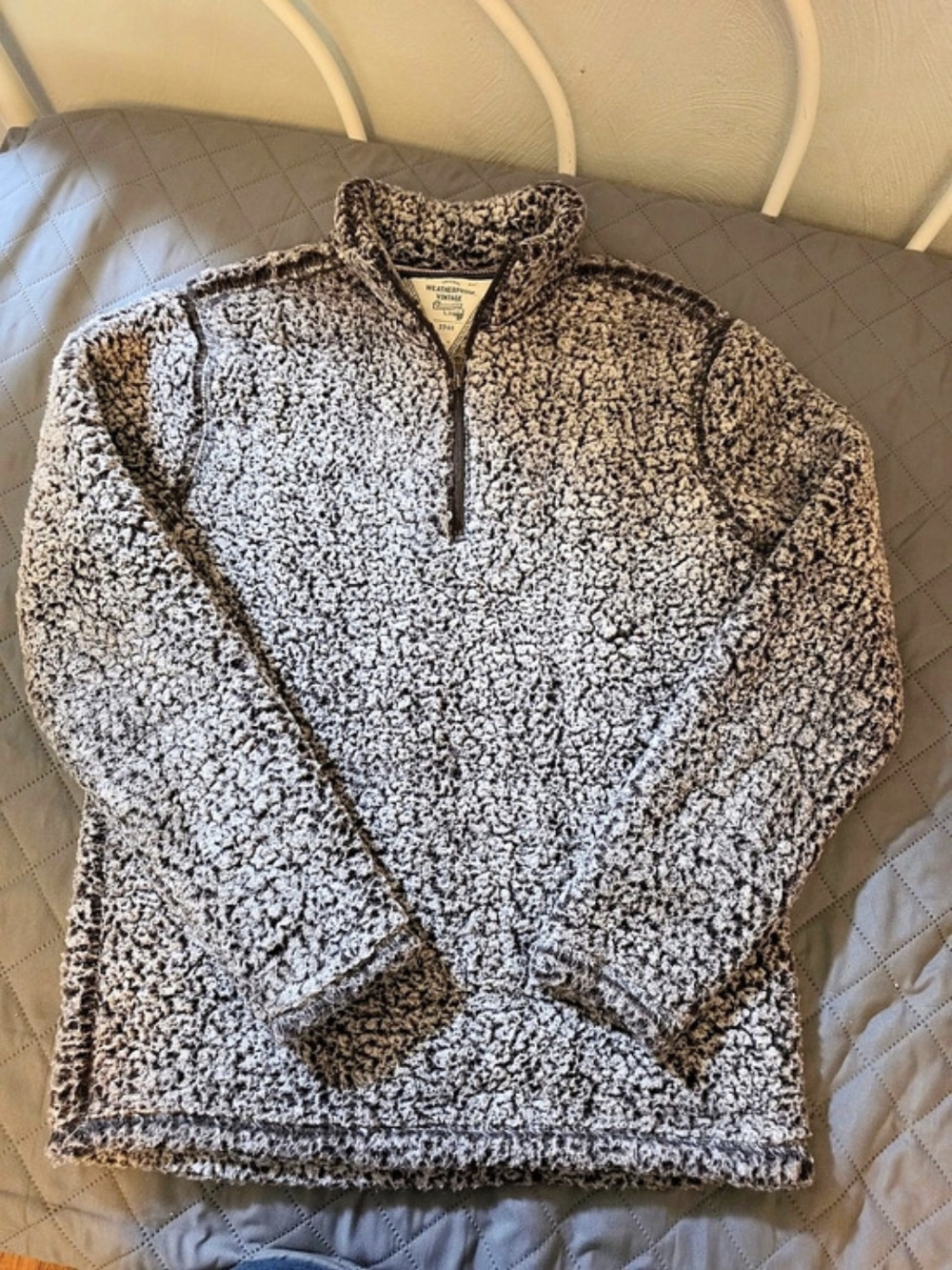 Weatherproof Vintage 1948 Sherpa Quarter-Zip in Gray & Brown Size Medium